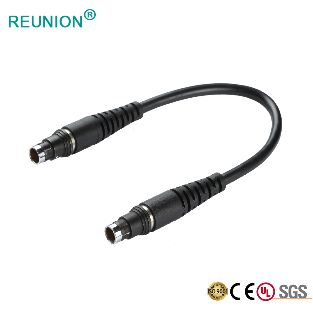 REUNION 连接器组件金属类全屏蔽抗电磁推拉式连接器带线组件