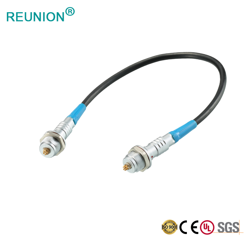 REUNION 连接器组件金属类全屏蔽抗电磁推拉式连接器带线组件